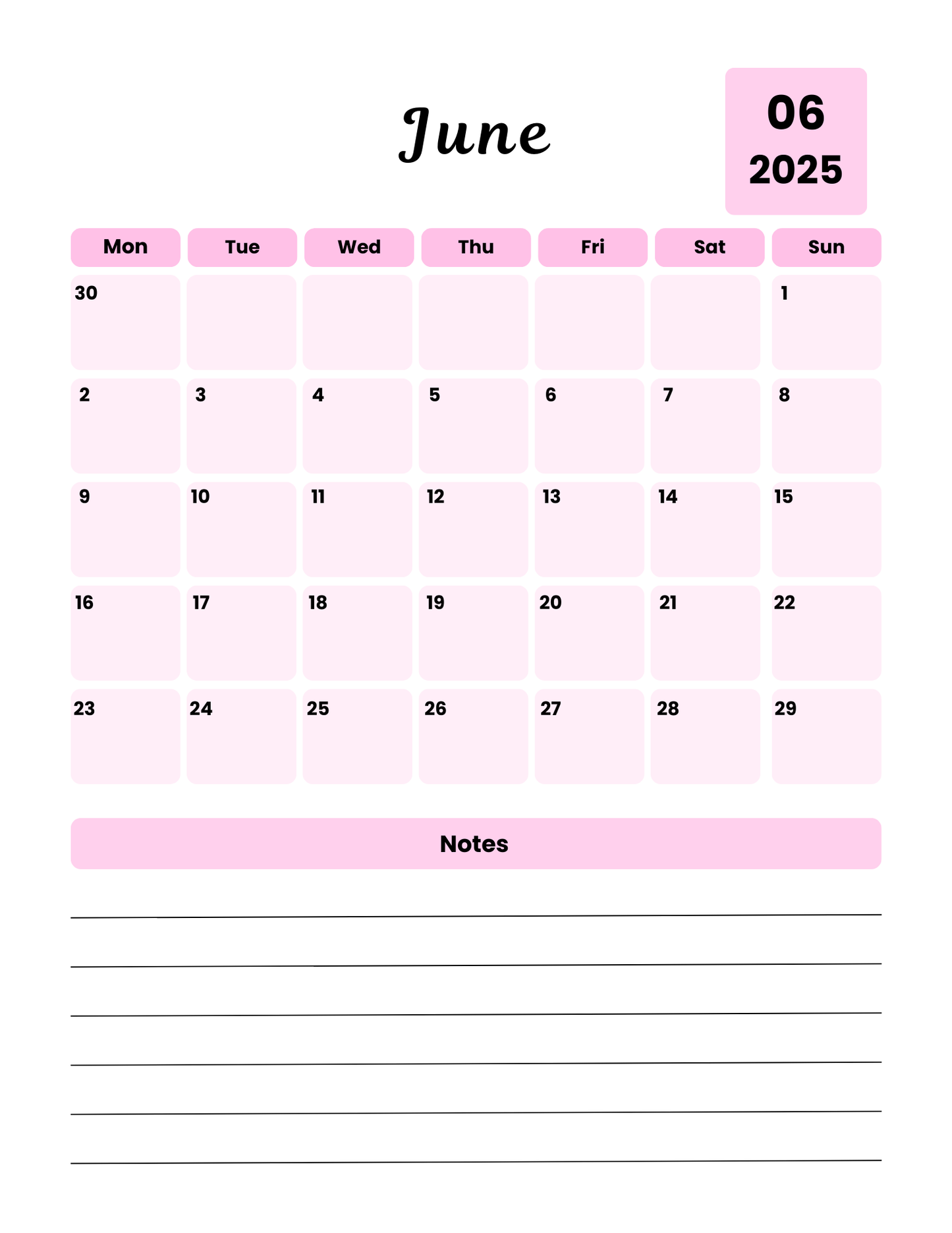 Pink 2025 Social Media Planner