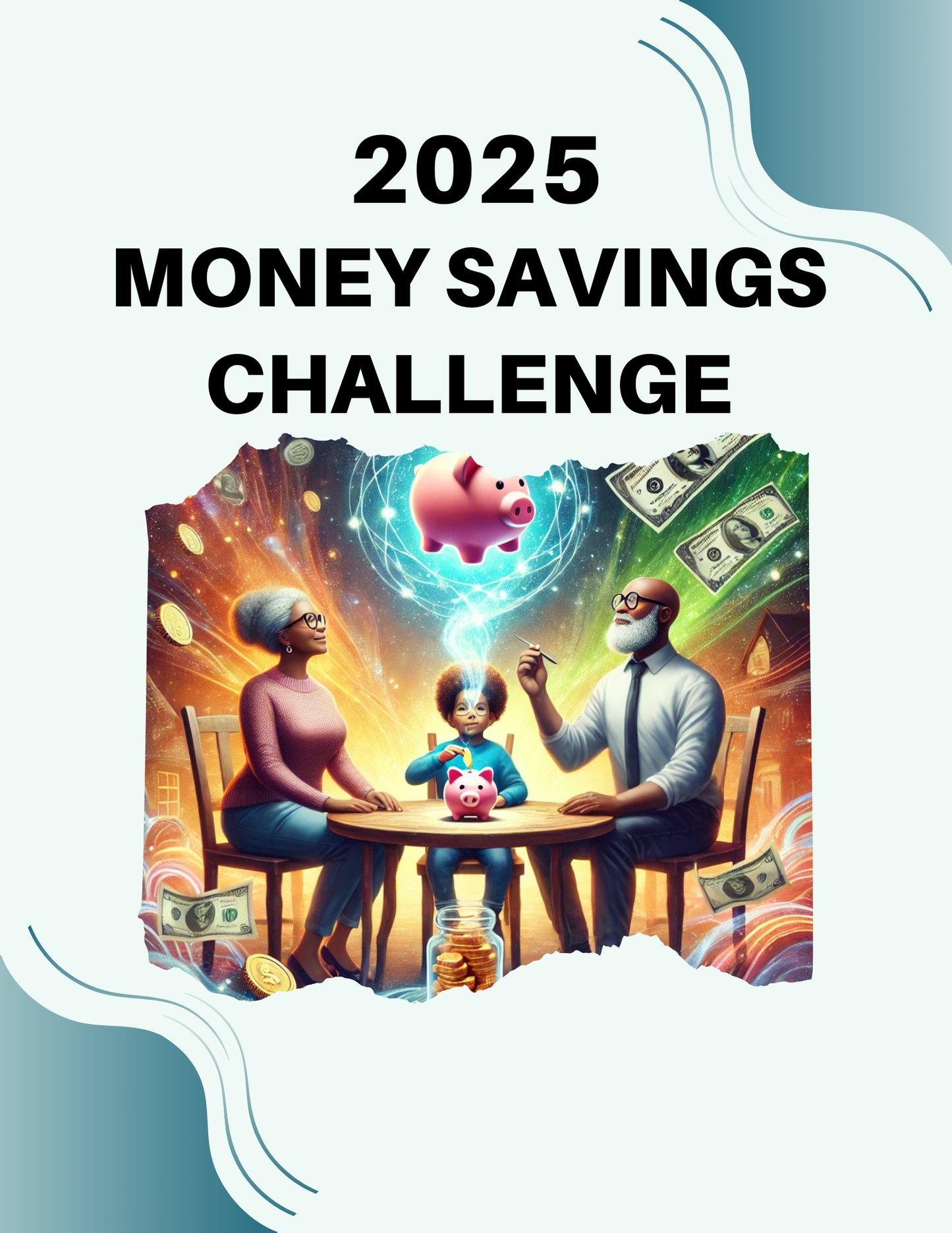 2025 Money-Saving Challenge Planner-Editable Canva Template