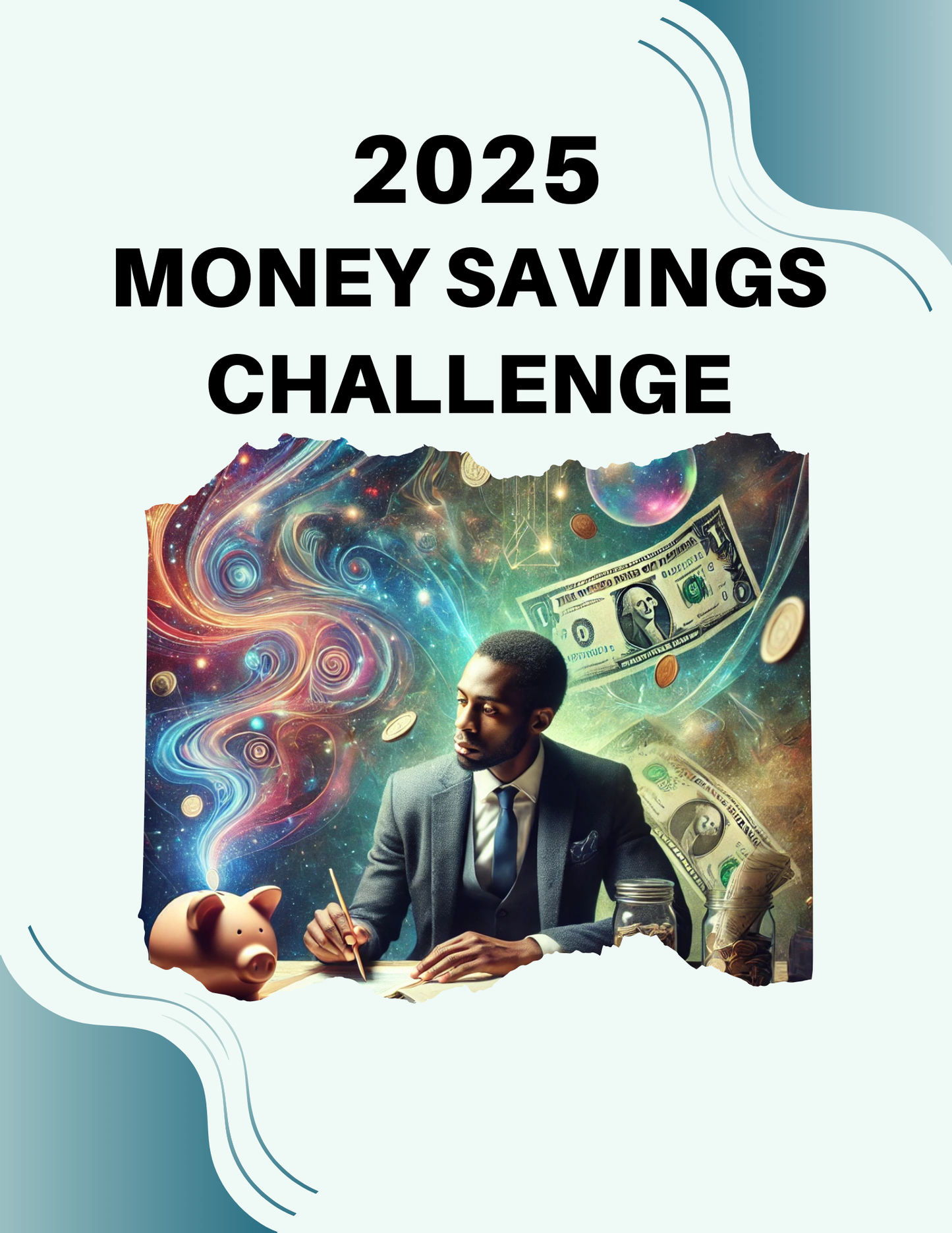 2025 Money-Saving Challenge Planner-Editable Canva Template