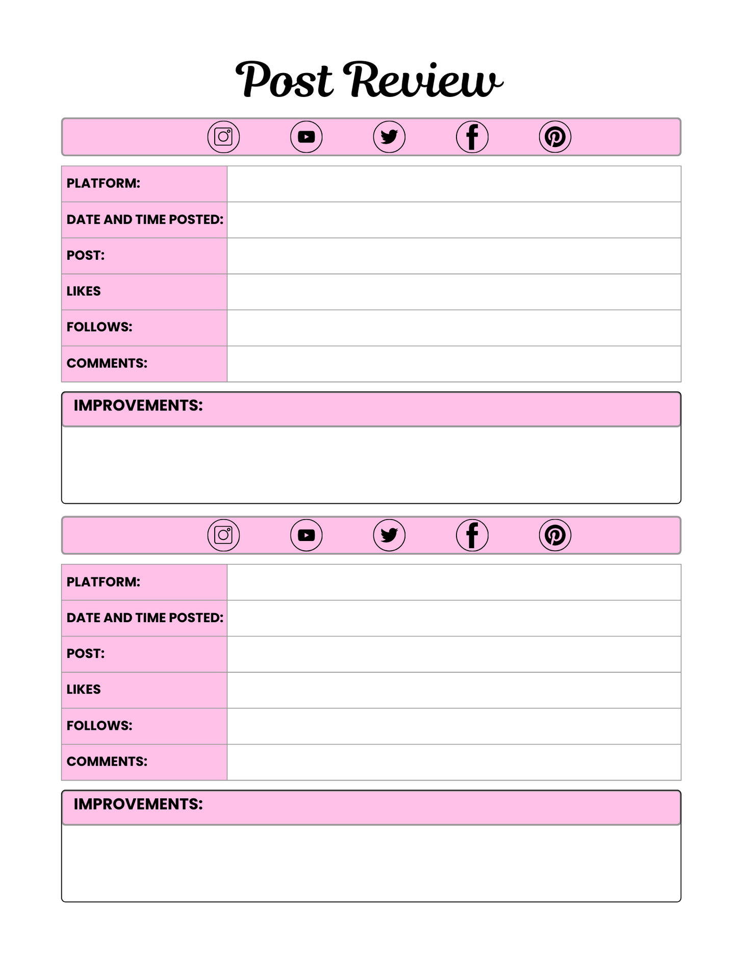 Pink 2025 Social Media Planner