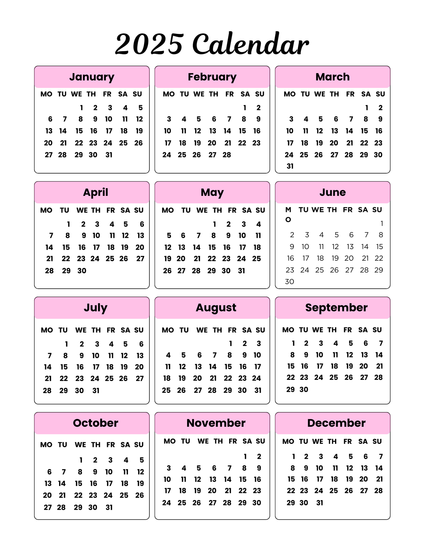 Pink 2025 Social Media Planner