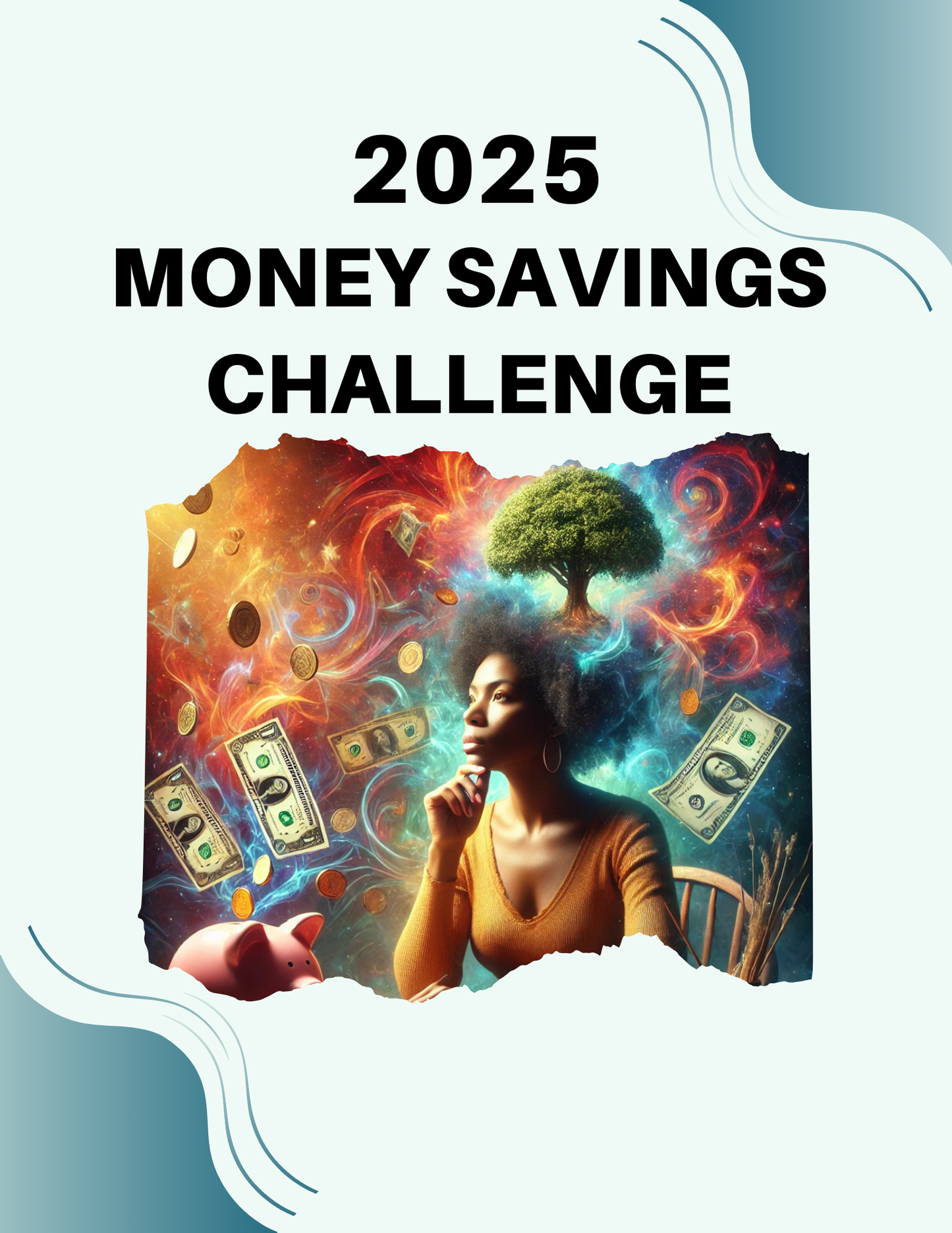 2025 Money-Saving Challenge Planner-Editable Canva Template