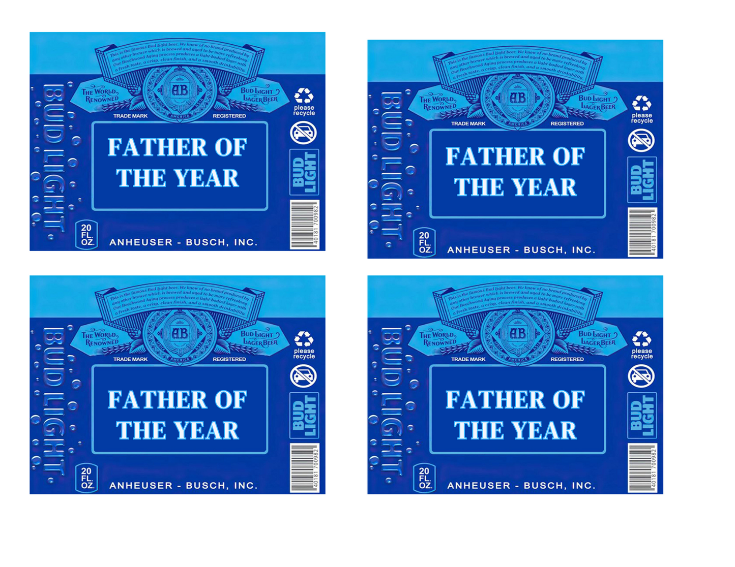 Father Of the Year Beer Labels