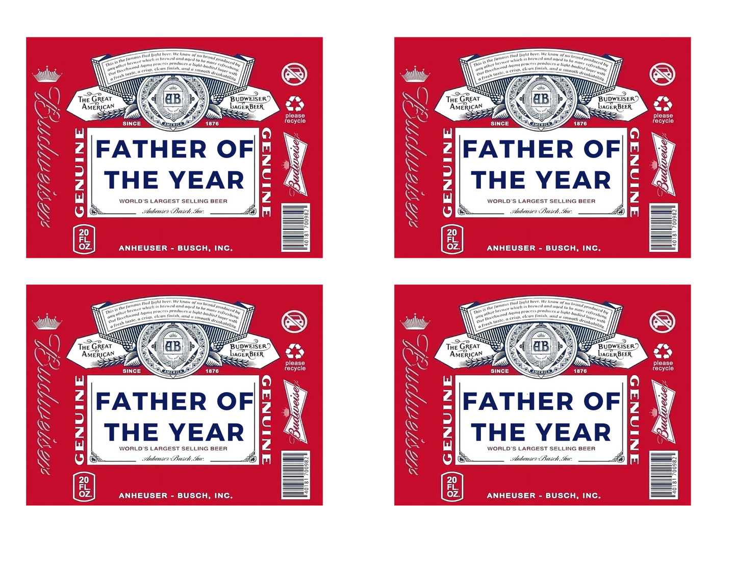 Father Of the Year Beer Labels