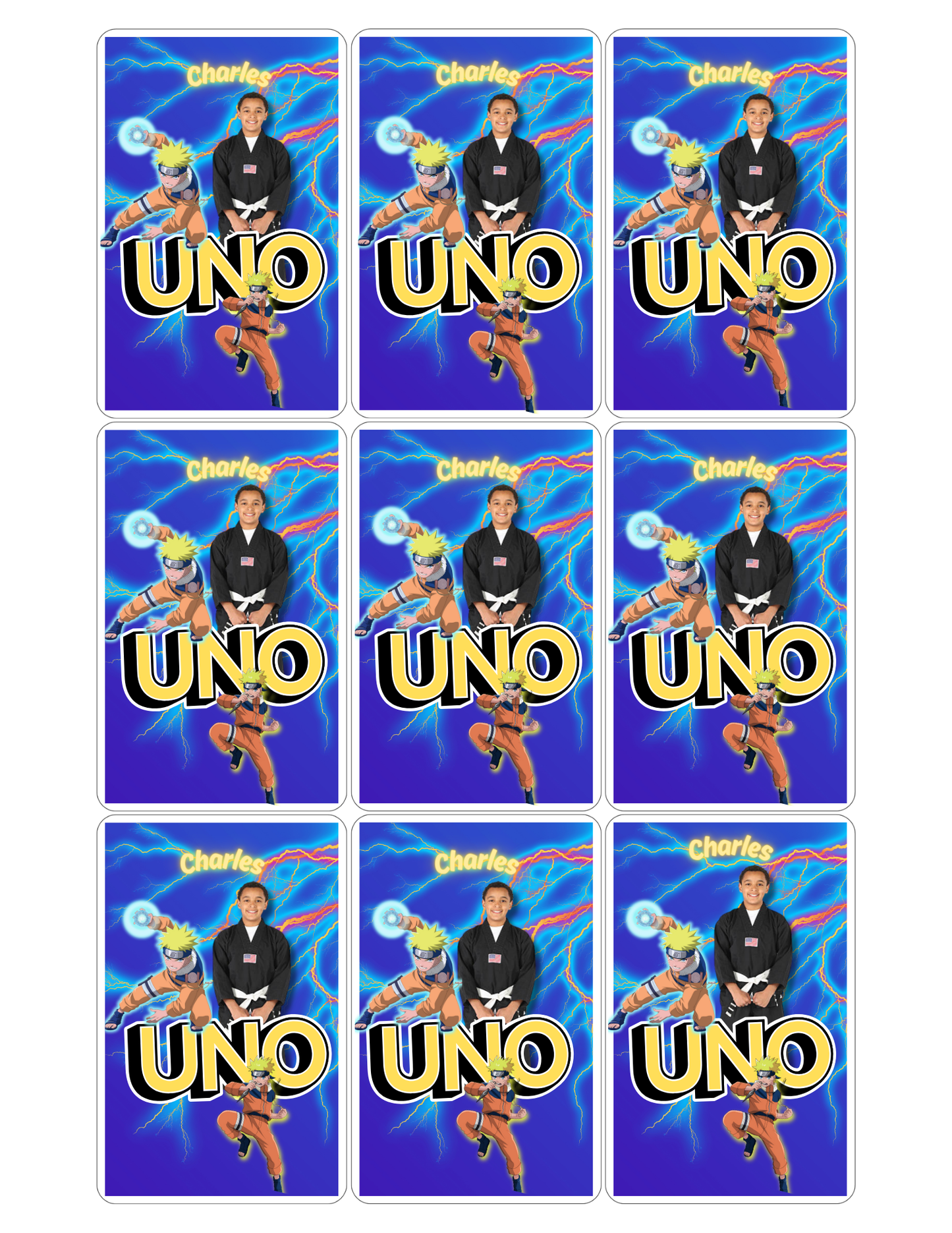 Naruto Uno Cards - Editable Digital Download